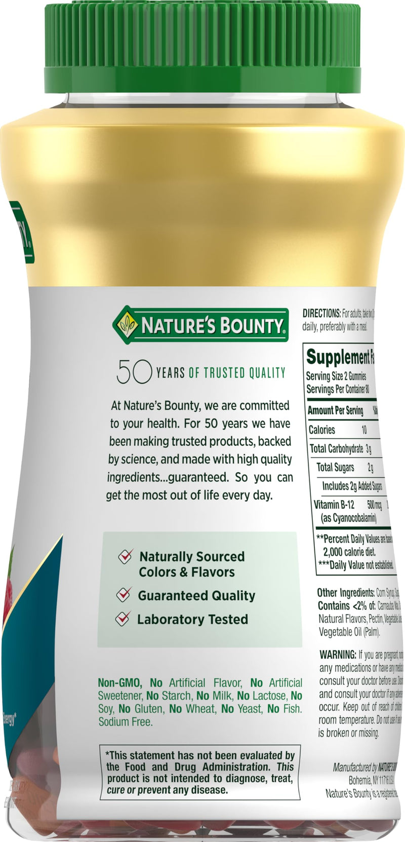 Nature's Bounty Vitamin B12 Gummies, Mixed Berry Flavor, 500mcg, 160 Count 160 Count (Pack of 1)