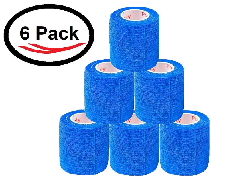 Prairie Horse Supply Vet Wrap Tape Bulk, Self Adherent Wrap Tape Self Adhering Stick Bandage, Self Grip Roll 2 inches Wide x 15 Feet Long 6 Rolls - Blue - BeesActive Australia