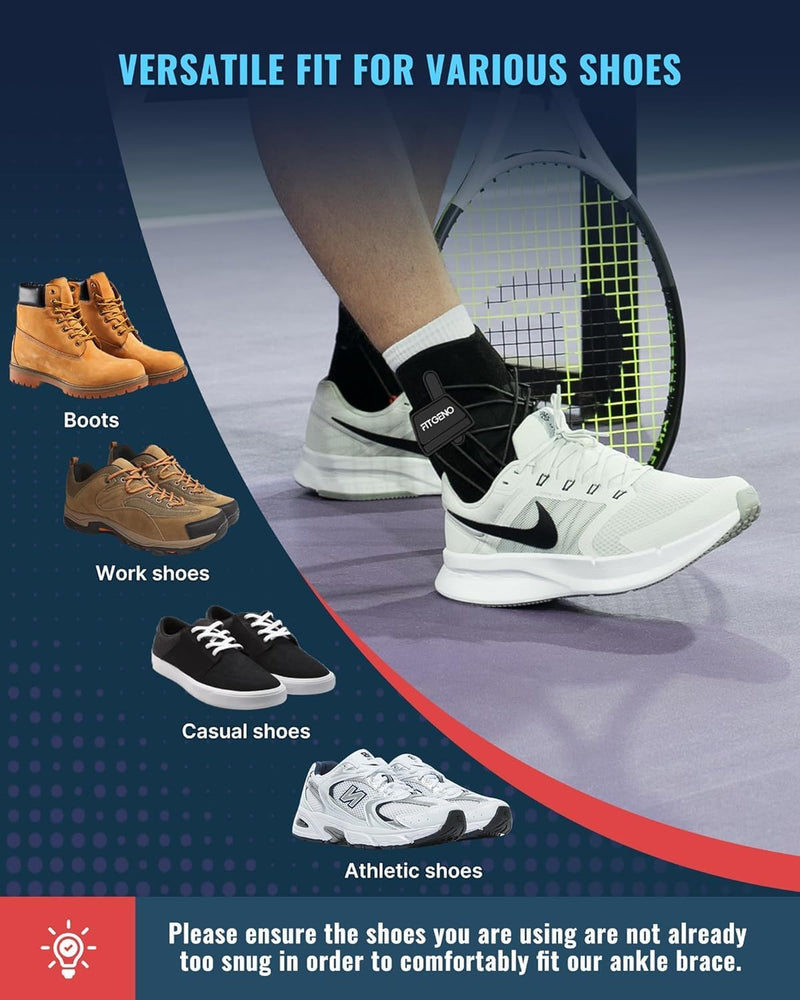 Fit Geno Ankle Brace for Sprained Ankles - Adjustable Breathable Support with Quick-Release Straps for Pain Relief and Swelling Reduction for Men and Women (Left M/L, Ankle size 9''-9.8'') Left - BeesActive Australia