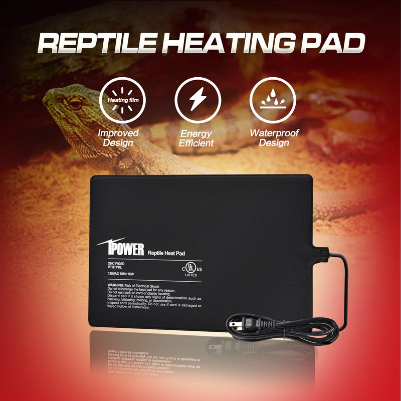 iPower 8 by 12-Inch 16W Reptile Heat Mat, LCD Digital Aquarium Thermometer, Under Tank Warmer Terrarium Heat Pad for Turtles Lizards Frogs and Other Small Animals, Multi Sizes Heat Pad + Thermometer 8" x 12"