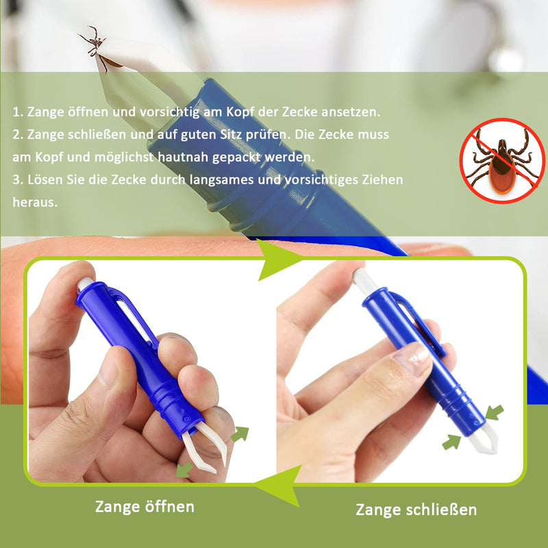 Nepfaivy tick tweezers for dogs, cats, humans - set of 5 tick tweezers for dogs with 2 tick hooks, 2 metal tick tweezers and 1 tick tweezers, simple and safe tick remover for children and pets, green + blue (with stainless steel). - BeesActive Australia