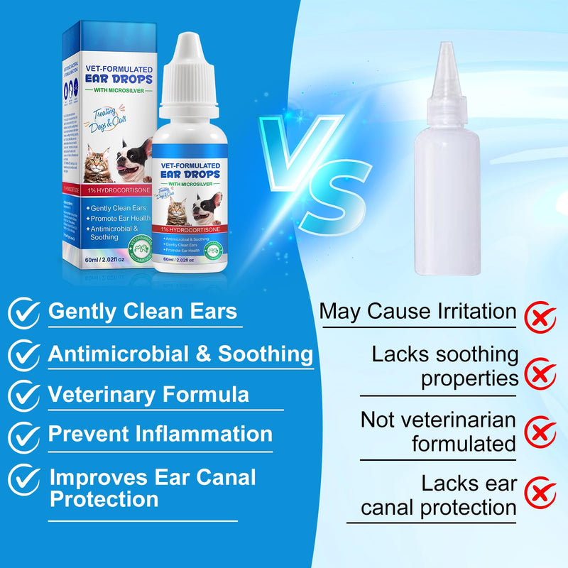 Ear Mite Treatment for Dogs & Cats - Fast-Acting Itch Relief & Cleaner, Vet-Recommended Formula with Soothing Aloe Vera, Cleaner on Contact & Soothes Itching, Gentle Ear Cleaning Solution, 0.75 fl oz 1 pack