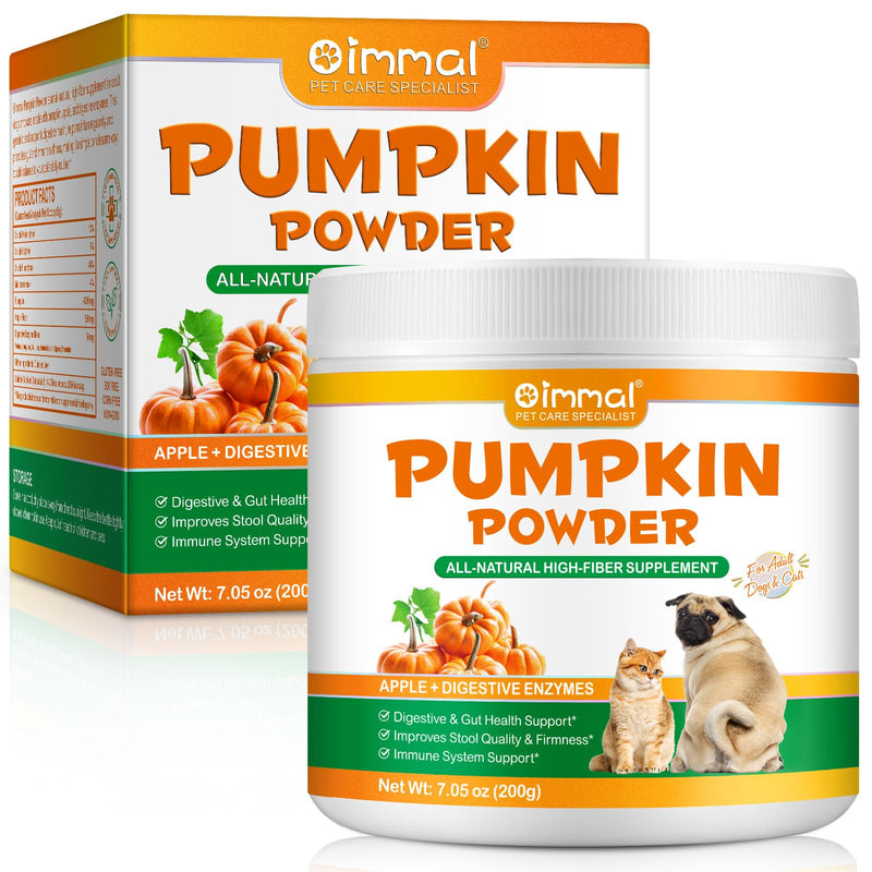 Pumpkin Powder for Dogs - Natural Digestive Health Support with Prebiotic Fiber, Support Gut Function & Tummy Health for Small to Large Breeds Dogs, Dog Digestive Supplement - 7.05 oz (200g)