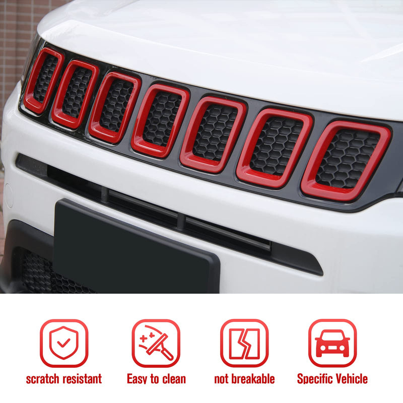 JeCar Grille Inserts ABS Front Grill Cover Exterior Accessories for Jeep Compass MP 2017-2020, Red - BeesActive Australia