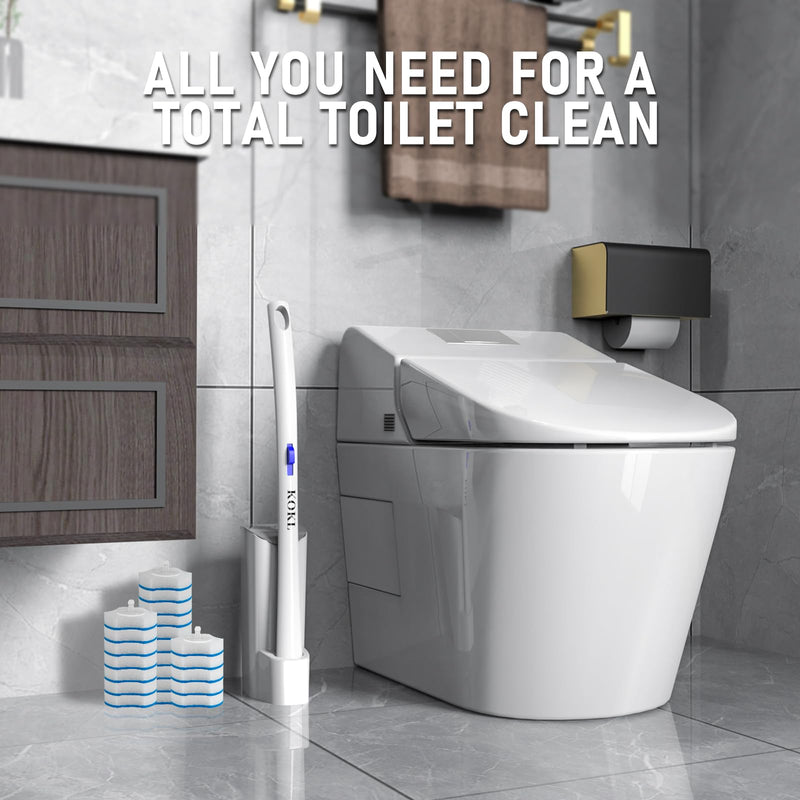Disposable Toilet Brush, Toilet Bowl Cleaner Brush with 50PCS Toilet Brush Refills, Toilet Cleaner Refill Pads, Disposable Toilet Bowl Brush and Storage Caddy for Bathroom Cleaning(1-Set) 1-SET - BeesActive Australia