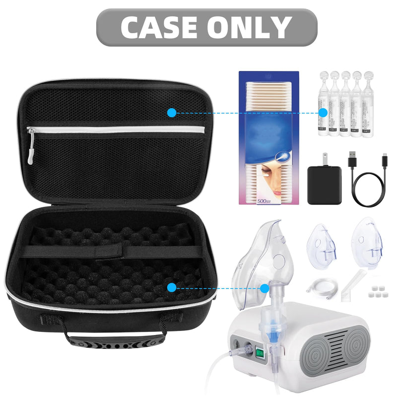 Hard Case for Smart Nebulizer,Portable Nebulizer Bag,Desktop Inhaler Nebulizer for Home Travel Use,Medical Case for Inhaler Spacer, Masks, Asthma Accessories Medicine Storage Bag, Black - BeesActive Australia