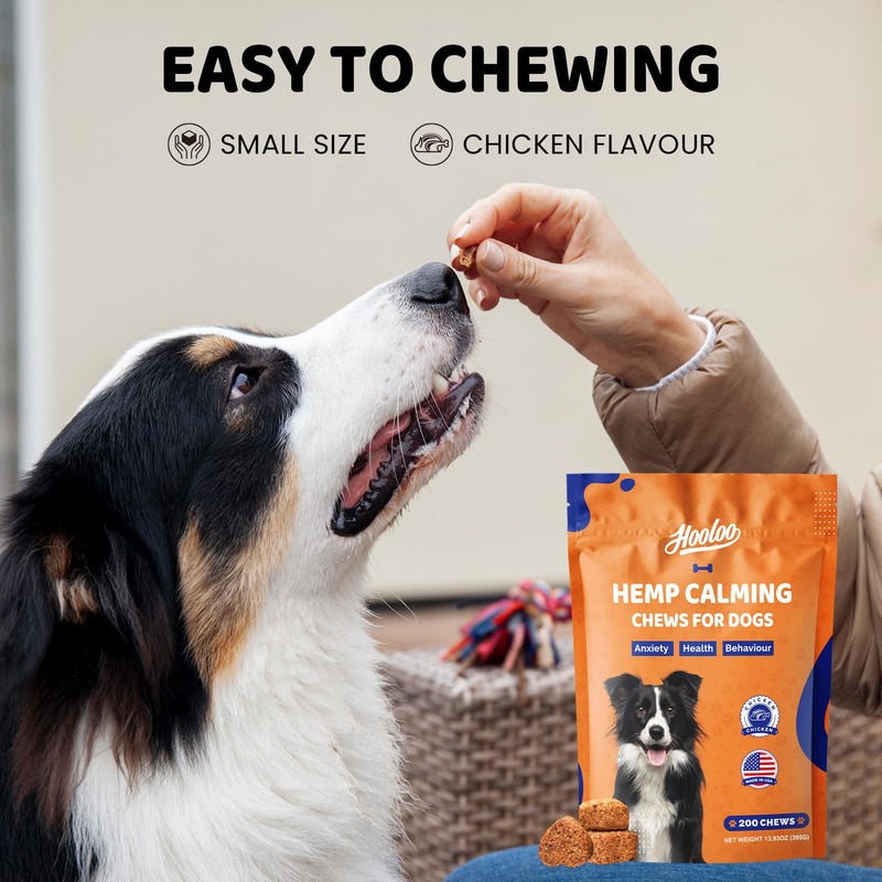 Calming Dog Treats, 200 Count Hemp Calming Treats For Dogs | Reduce Stress, Fear, Separation Anxiety, Barking, Hyperactivity, Reactivity, Aggression, Travel Issues | 100% Natural Dog Calming Treats Chicken-200count