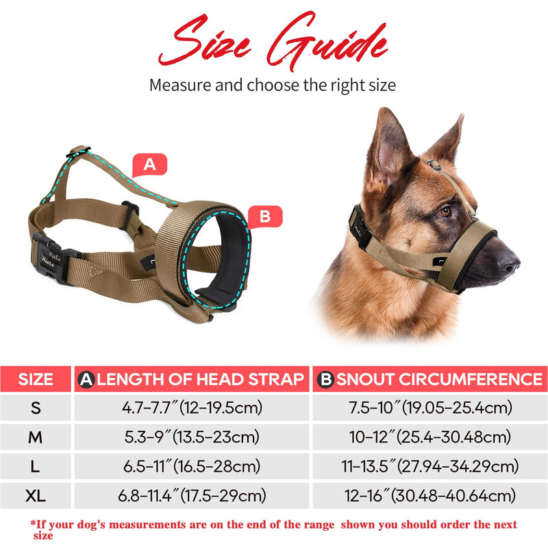 HEELE Dog Muzzle with Headband Soft Padded No Rubbing Dog Muzzle Adjustable Loop Dog Muzzle Anti Biting Chewing Muzzle for Large Dogs Brown XL XL (Pack of 1) - BeesActive Australia