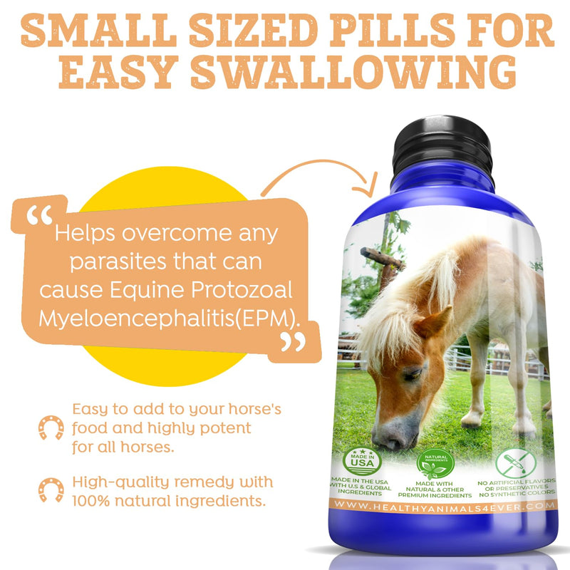 HealthyAnimals4Ever Horse All-Natural Equine Protozoal Myeloencephalitis (EPM) Support - Reduces Weakness, Ataxia & Loss of Coordination - Supplements for Horses - Highly Effective - 300 Tablets - BeesActive Australia