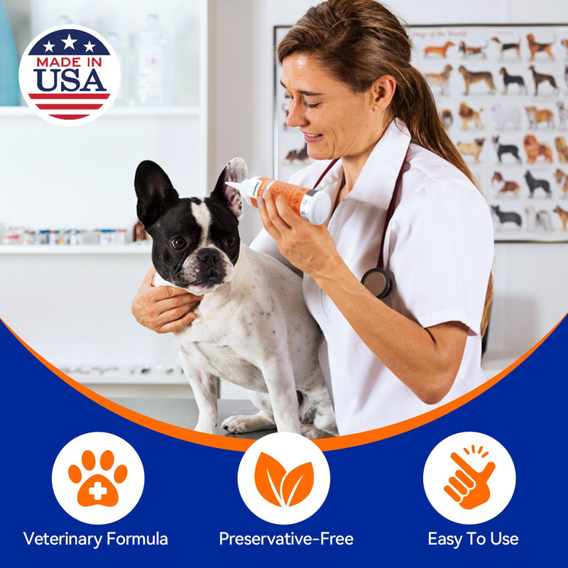Dog Ear Drops for Dog Ear Infection Treatment, Dog Ear Cleaner with Quantum Silver for Itchy Allergic Ear Relief Solution, Cleans The Debris & Buildup, Prevents Dog Ear Infection, 4oz - BeesActive Australia