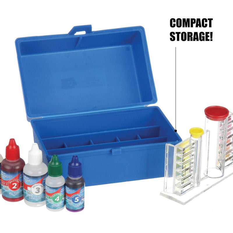 Blue Devil 5-Way OTO Swimming Pool Test Kit- Chlorine/Bromine, pH, Alkalinity and Acid Demand, Includes Easy to Read Vials 5-Way Test Kit