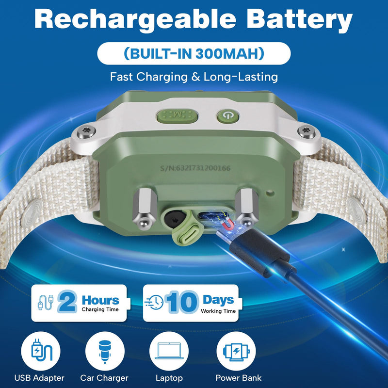 Dog Bark Collar, Rechargeable Smart Collar, Anti Barking Training Collar with Adjustable Sensitivity Beep Vibration Shock, Bark Collar for Large Medium Small Dogs - BeesActive Australia
