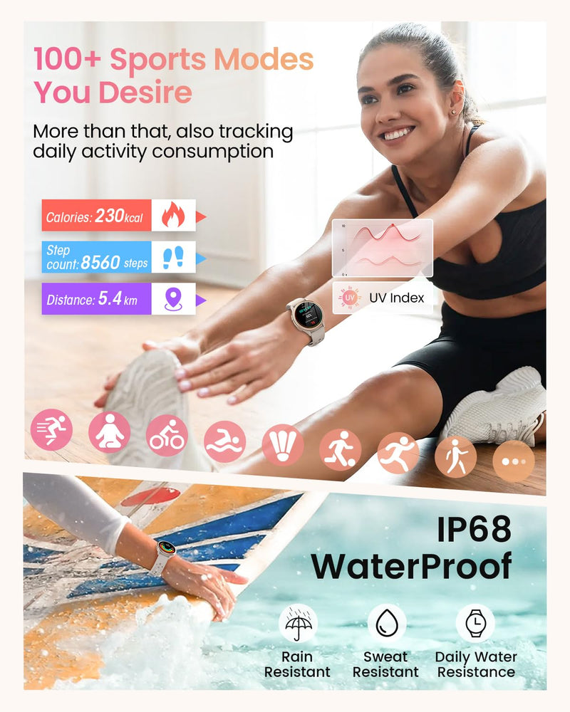 Smart Watches for Women Gifts (Answer/Make Calls) for Android Phones iPhone Compatible, 2024 Christmas Birthday Gifts for Women Men 7/24 Fitness Watches for Women Fitness Tracker for Womens, Pedometer - BeesActive Australia