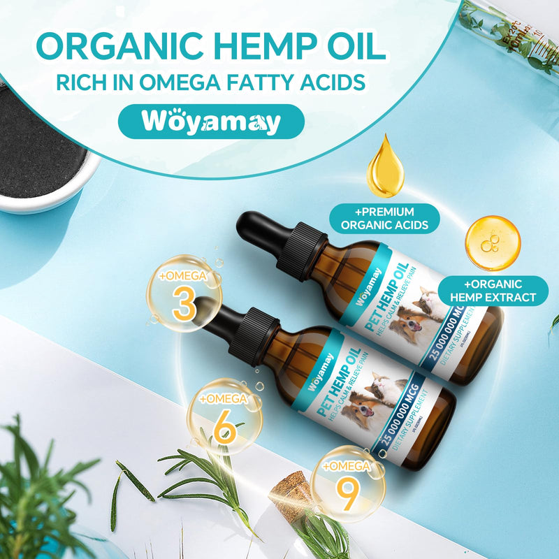 Woyamay Camling Oil for Dogs and Cats - Camling Oil Drops Rich in Omega 3, 6, 9 and Organic Extract Helps Pets with Аnxiеty & Strеss, Hip & Joint, Skin & Coat Support (4 Pack) 4 PCS