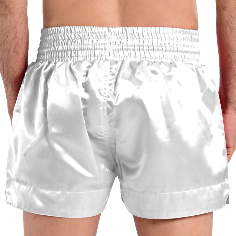 ROAR-INT Muay Thai Shorts MMA Gym Boxing Fighting Trunks Kick Martial Arts Gear Large White