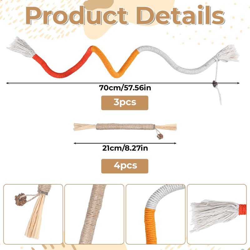 7 Pcs Cat Chew Toys Cat Toy, Rope & Silvervine Sticks, Cats Toys for Indoor Cats, Kitten Teething Dental Care, Teeth Cleaning & Boredom Relief