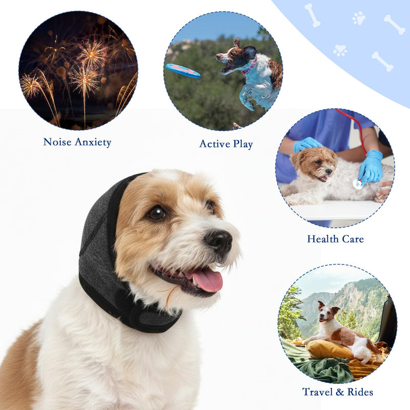 Ear Defenders and Muffs Dog Ears Cover Dog, Noise Cancelling Calming Adjustable Ear Protection for Small Medium Dogs, Grooming Bathing Thunder Fireworks（Gray-M） M Grey