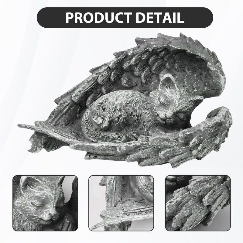 Tombstone Cat Memorial Stone Cat Remembrance Cat Keepsake Cat Keepsake of Deceased Cat Cat Angel Memorial Stone Resin Tombstone Cat for Patio Balcony Garden Memorial Statue (8 x 11.5 cm) - BeesActive Australia