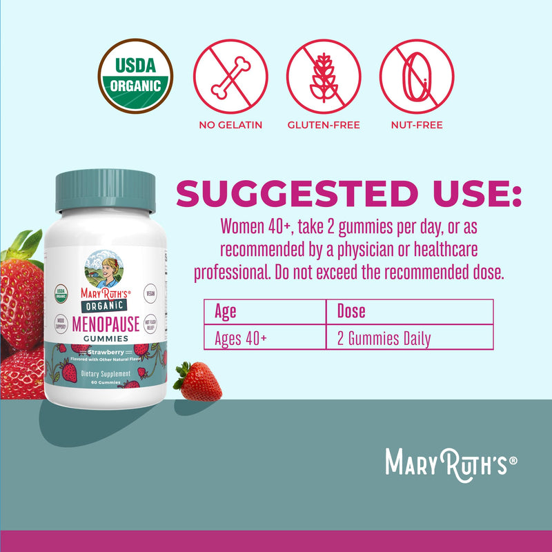 Organic Menopause Gummies by MaryRuth's | Menopause Supplements for Women | Mood Support | Hot Flash Relief | Maca Root | Black Cohosh | USDA Organic | Non-GMO | Vegan | 30 Servings - BeesActive Australia