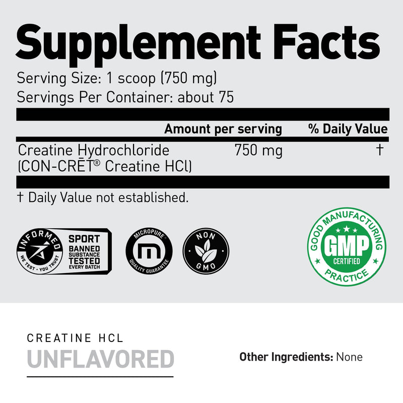 Kaged Creatine HCl Powder, Unflavored, Muscle Building and Recovery Supplement, Patented Formula, Highly Soluble Powder, 75 Servings (HCl) Unflavored Powder - BeesActive Australia