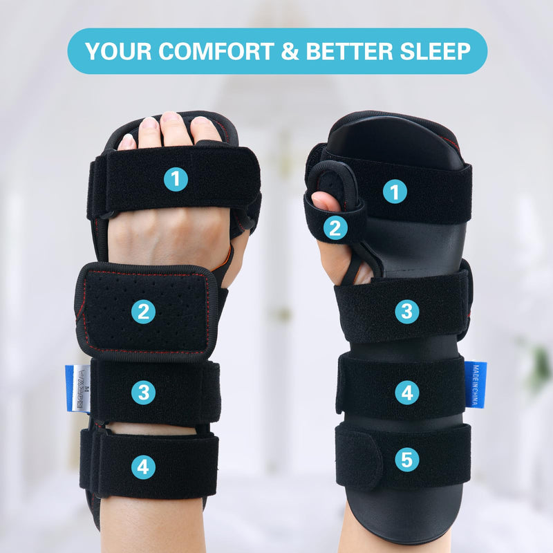 Resting Hand Splint Stroke Night Immobilizer Included Wrist Brace Enhanced Experience, Functional Wrist Finger Brace- Pain Relief For Carpel Tunnel, Stroke Recovery, Arthritis, Tendinitis Left Large