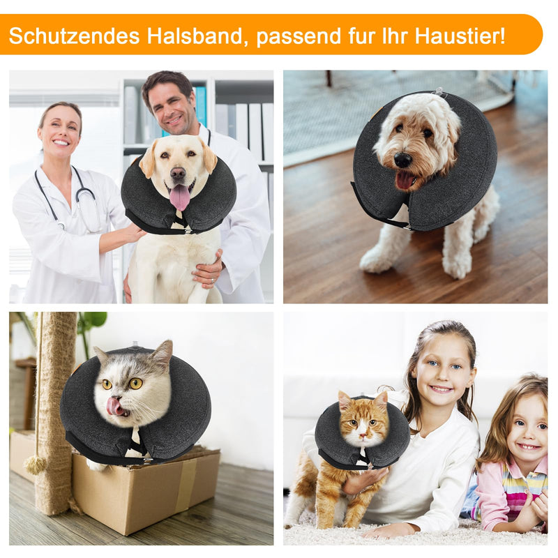 Inflatable neck brace for dogs and cats, protective collar dog with adjustable Velcro fastener, dog collar leak protection for recovery after operations or wounds, neck brace dog leak protection (L) L - BeesActive Australia