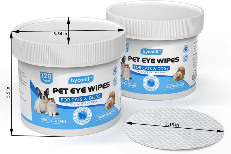 2 Pack Eye Wipes for Dogs & Cats,Extra Large 240 Count Natural Tear Stain Eyes Wash Pads,Gently Remove Discharge,Debris,3.15" Coconut Oil Cleans Eyes,Face,Wrinkles - BeesActive Australia