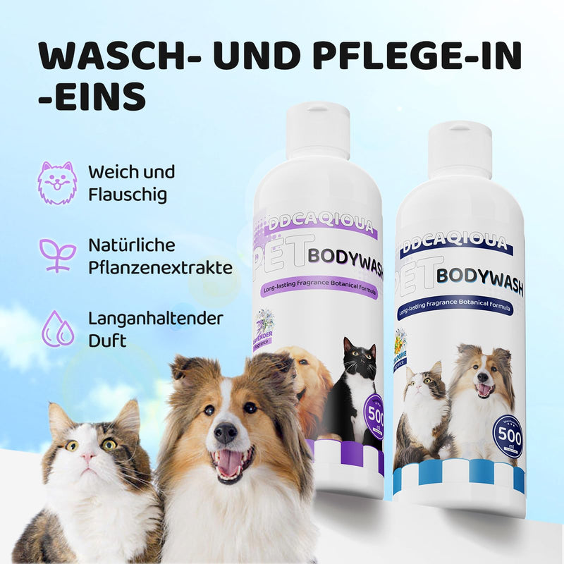 DDCAQIOUA Animal Shower Gel (with Lavender Scent) 500ml Outdoor Paw Cleaner Foam 150ml, Complete Cleaning and Care Set for Dogs and Cats and Various Pets (Lavender Scent) - BeesActive Australia