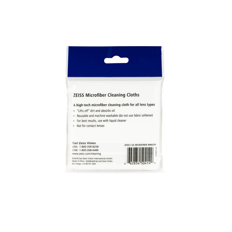 ZEISS MicroFiber Lens Cleaning Cloth (Pack of 2) JUMBO SIZE 2 Piece Cloth Set