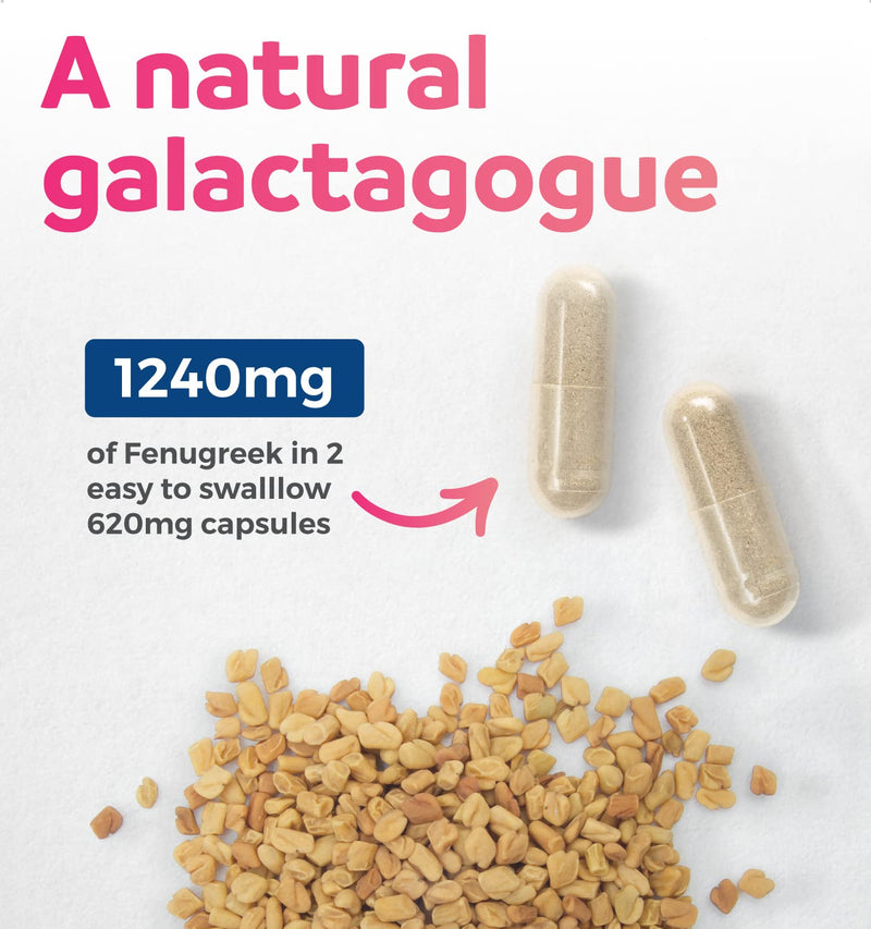 USDA Organic Fenugreek Capsules for Women - Effective Lactation Supplement for Increased Breast Milk Supply - Herbal Breastfeeding Support for Mothers - Gluten Free - 60 Vegan Capsules (No Pills) | Gentle Breast Milk Supply Booster for Mothers - Fenugr...