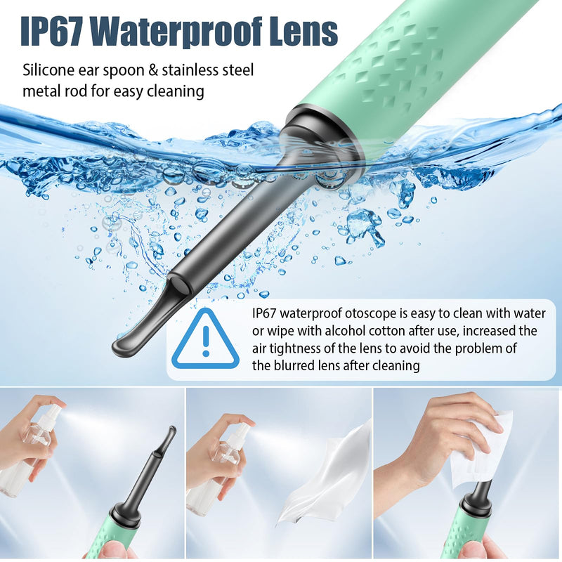 Ear Wax Removal Tool Camera - Ear Cleaner with 1080P HD Camera, Otoscope with Light, Earwax Removal Kit for iPhone, iPad, Android Phones (Green) - BeesActive Australia