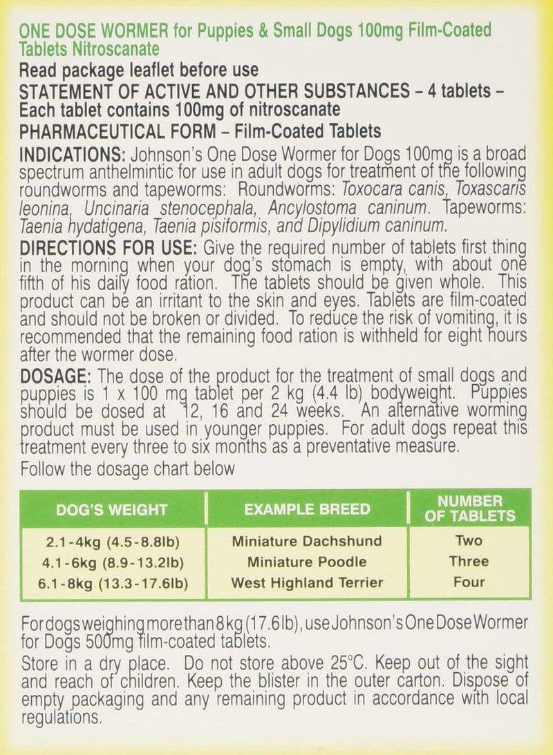 Johnson's Vet Easy One Dose Wormer, Size 1 (Pack of 2)