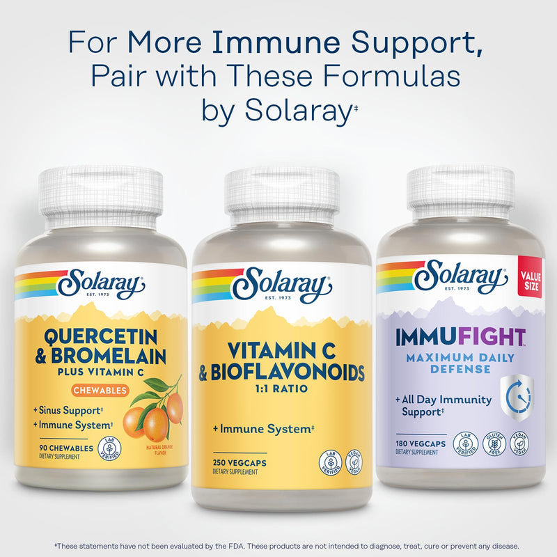 SOLARAY Vitamin C 500 mg with Citrus Bioflavonoids, 250 VegCaps | Immune, Antioxidant & Cellular Support, 1:1 Vit C & Bioflavonoids with Rose Hips & Acerola, 125 Servings, Vegan, Lab Verified 250 Count (Pack of 1)