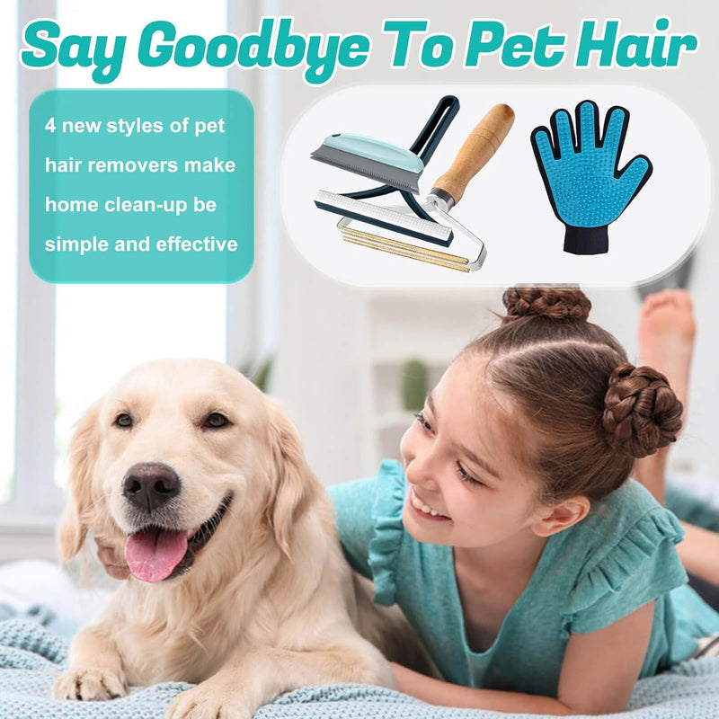 Dog Hair Remover, Pet Hair Remover for Furniture, Couch, Carpet, Clothes, Car, Pet Hair, Portable Dog Cat Hair Remover, Reusable Pet Hair Remover Tool 5SET - BeesActive Australia