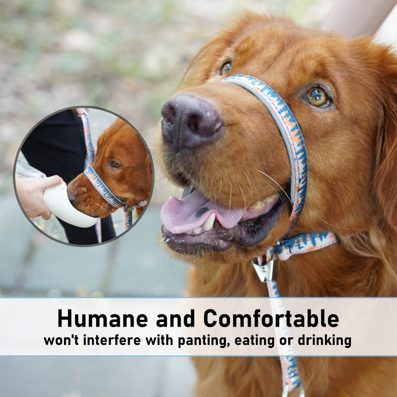 BARKLESS Dog Head Collar, Anti-Pulling Printed Head Halter with Leash, Gentle Snout Harness with Adjustable Clip for Small Medium, and Large Dogs, Perfect for Training Leash-Reactive Pullers M Trees - BeesActive Australia
