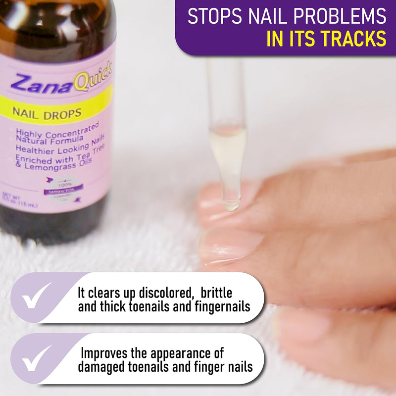 ZanaQuick Extra Strength Toenail & Fingernail Repair Drops - Nail Care Renewal for Thick, Damaged & Discolored Nails - 2 Pack 0.5 Fl Oz (Pack of 2) - BeesActive Australia