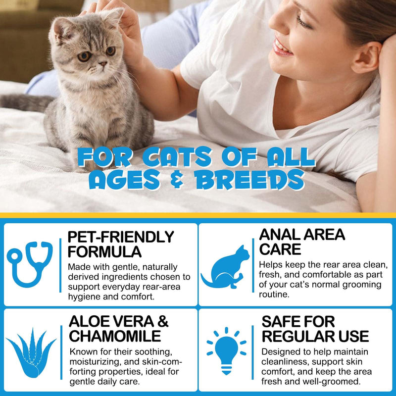 Anal Gland Spray for Cats, Cat Itching Skin Relief, Anti Itch Spray for Cats Butt, Fast Relief Itchy Analgland, Soothes Inflamed, Stops Scooting, Eliminates Odors, and Pain Relieving