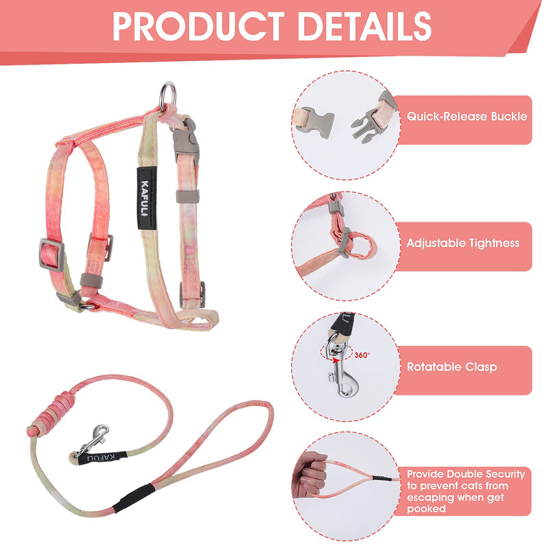 TIESOME Cat Harness with Leash and Collar Set, Adjustable Gradient Kitten Harness, Escape Proof Harness with Leash for Kittens Walking Outdoors (Orange and Yellow) Orange Yellow - BeesActive Australia
