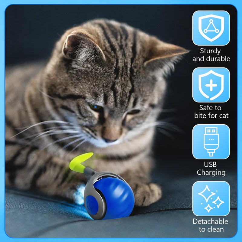 Speedy Tail 2.0,Speedy Tail Cat Toy,Smart Interactive Cat Toy Balls,Automatic Moving Balls for CatTouch Motion Rolling Cat Toy Ball,Self Rolling Smart Cat Toy Ball Interactive Cat Toys with Tail Blue - BeesActive Australia