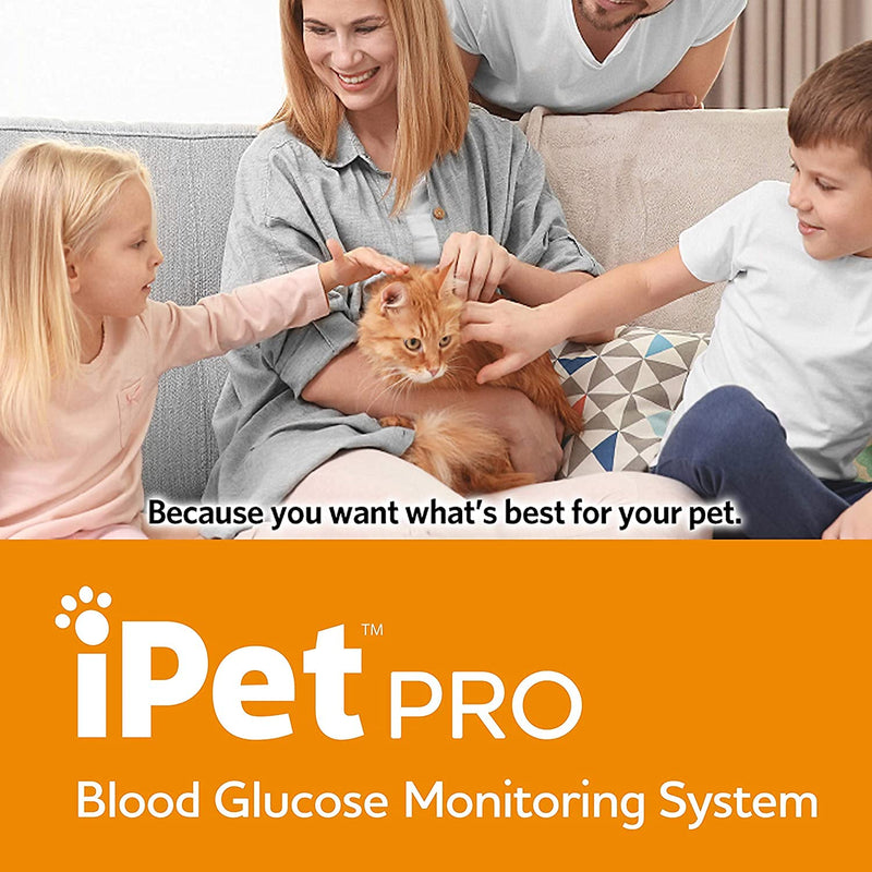 iPet PRO Blood Glucose Monitoring System Designed for Dogs & Cats| Includes Meter, 2 AA Batteries, User Guide, Log Book, 25 Test Strips, Control Solution, Lancing Device, 30 28G Lancets, Carrying Case Blood Glucose Meter Kit - PawsPlanet Australia