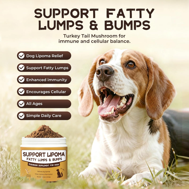 Lipoma Treatment for Dogs, Turkey Tail Mushroom Supplement with Probiotics, Supports Lumps & Bumps, Daily Immune & Digestive Balance, Lipoma Support for Dogs