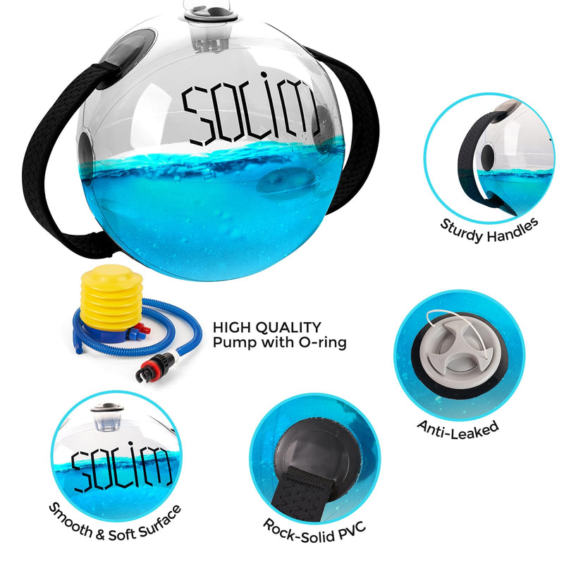 Water Weights Aqua Bag, Workout Sandbag Alternative Strength Training Sand Bag Portable Stability Fitness Equipment – Ultimate Core and Balance Training for Home Gym Ball Shape Aqua Bag