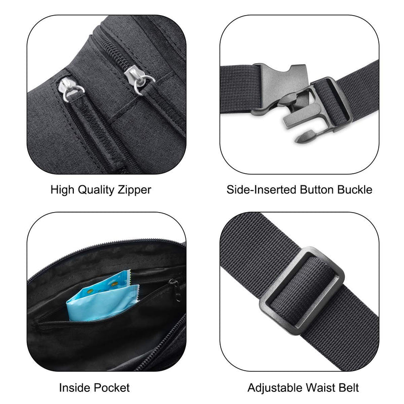 Fanny Pack Waterproof Waist Bag Pack Men Women Hip Bum Bag With Water Bottle Holder Adjustable Strap Suitable For Outdoors Workout Traveling Hiking Cycling Dog Walking Pouch Bag(black) Black - BeesActive Australia