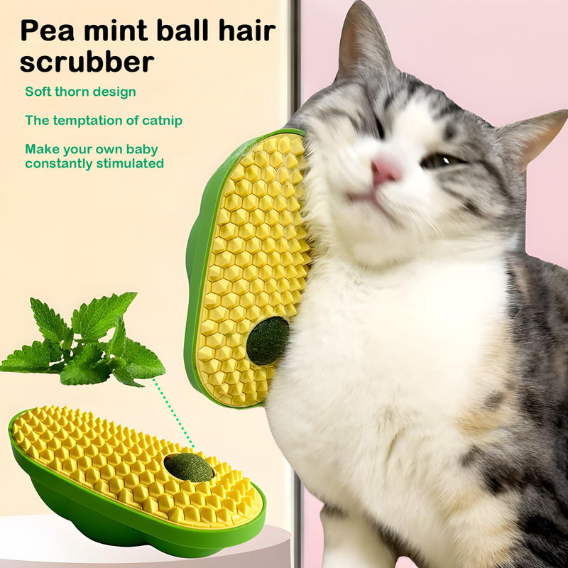 2024 New Cat Wall Scratcher with Catnip Funny Magic Cat Self Groomer Brush Kitten Shedding Massager (Yellow) Yellow - BeesActive Australia