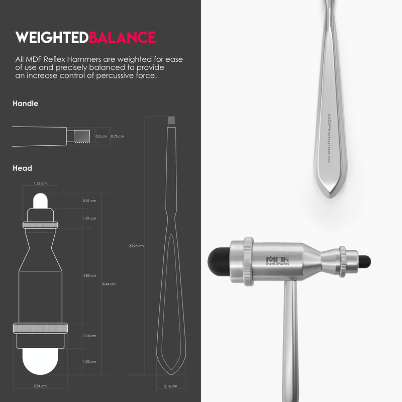 MDF Instruments Tromner Neurological Reflex Hammer with Pointed tip Handle for cutaneous and Superficial responses and a MDF LUMiNiX Illuminator Medical Professional Diagnostic Penlight