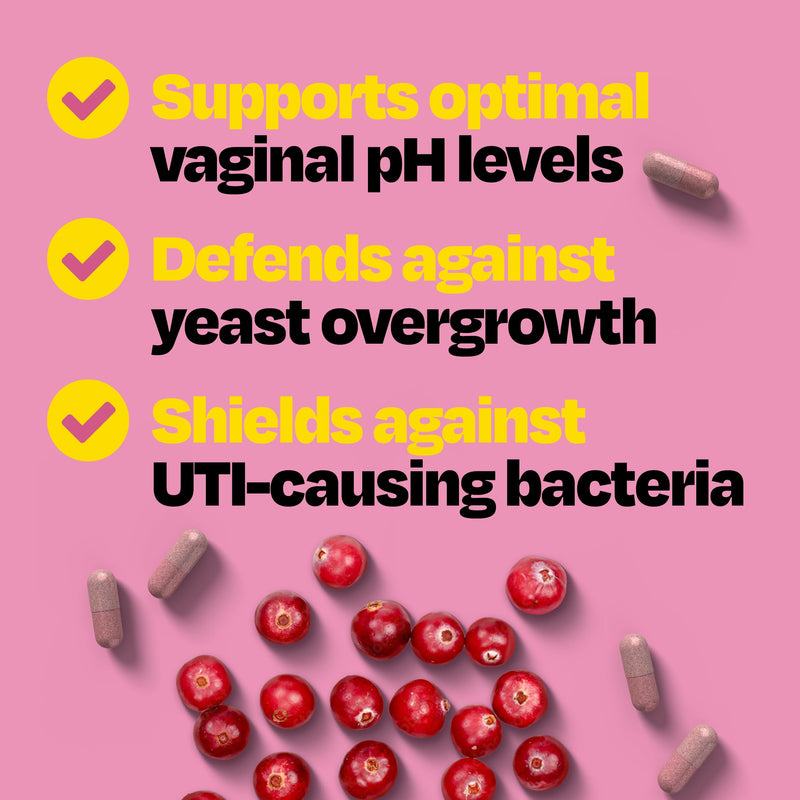 Cystex 3-in-1 Urinary Tract Probiotic for Women - Fast-Acting UTI & Yeast Infection Support with Prebiotics, Probiotics, & Cranberry - Supports Vaginal pH & Flora Balance - 30 Capsules Herbal Supplement