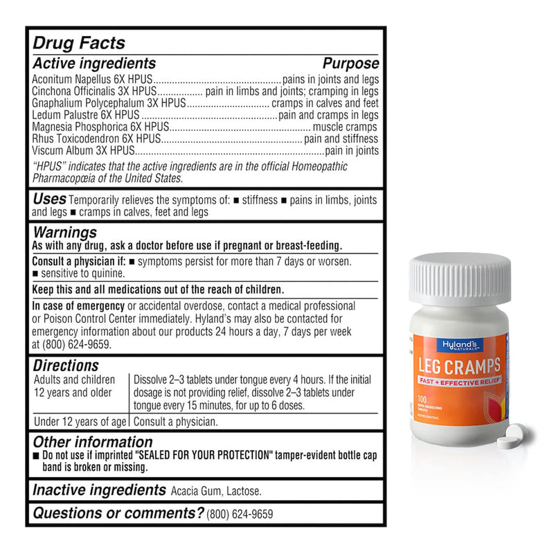 Hyland's, Leg Cramps, 100 Tablets (2 Pack) - BeesActive Australia