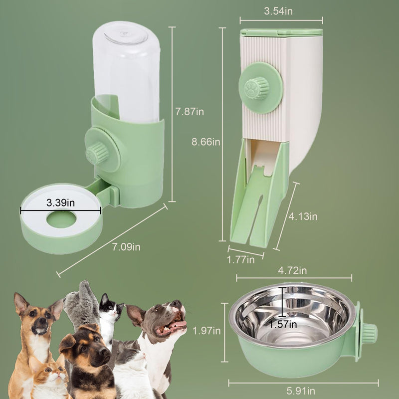 Rabbit Automatic Food Feeder with 30oz Bowl and 500ml Water Dispenser Bunny Gravity Feeding Station Waterer Set Hanging Self-Dispensing Feeder for for Cages,Ferret,Guinea Pigs Chinchillas Hedgehog GREY - BeesActive Australia