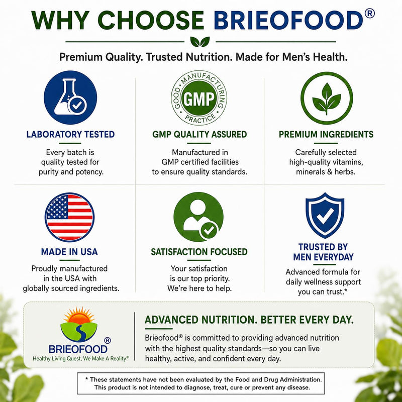 Brieofood BRIOFOOD Day-to-Day Men's Multi 180 Tablets - Food Based Supplement with Vegetable Source Omegas 180 Count (Pack of 1)