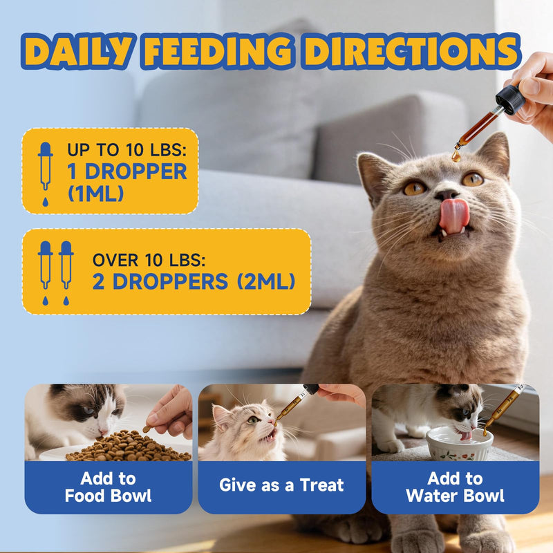 L-Lysine for Cats - Lysine Drops for Cats - Immune Support Supplement with L-Taurine, Vitamins - Feline Respiratory Health, Sneezing, Runny Nose,Eye Function - Roast Chicken Flavor, 2 fl oz